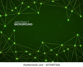 Abstract geometric background with glowing connecting dots and lines. Modern technology concept. Polygonal structure