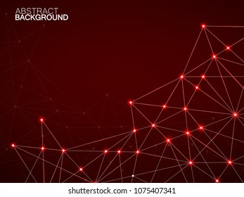 Abstract geometric background with glowing connecting dots and lines. Modern technology concept. Polygonal structure