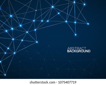 Abstract geometric background with glowing connecting dots and lines. Modern technology concept. Polygonal structure