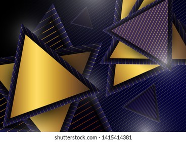 Abstract geometric background with gold and color triangles and lines. Creative concept, template for brochure, flyer, flyer, cover. Vector illustration for your design.