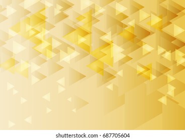 Abstract geometric background with gold color transparent triangles. For business and technology brochure, poster, leaflet and other decoration design. Vector illustration.
