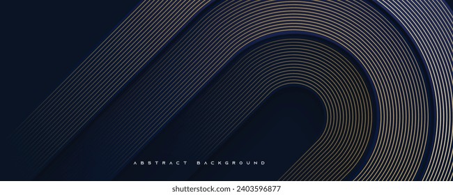 Abstract geometric background. Gold line diagonal rounded shape composition design vector.