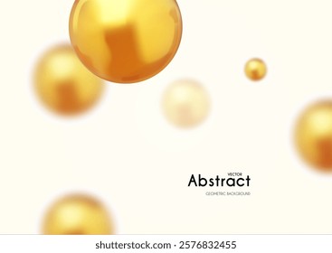Abstract geometric background with gold spheres isolated on white