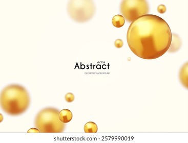 Abstract geometric background with gold spheres isolated on white