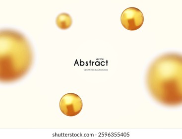 Abstract geometric background with gold spheres isolated on white