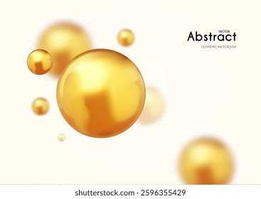 Abstract geometric background with gold spheres isolated on white