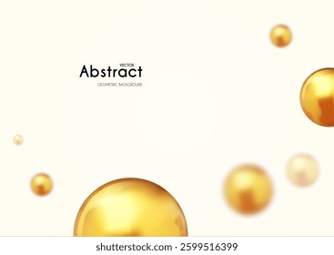 Abstract geometric background with gold spheres isolated on white