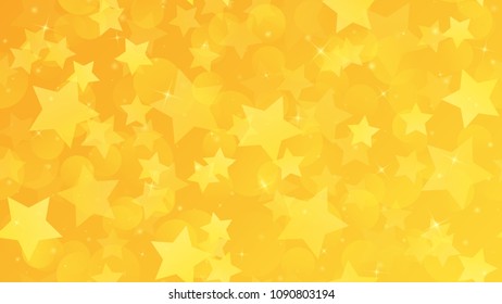 Abstract geometric background. Gold stars on a yellow gradient background. Vector illustration.