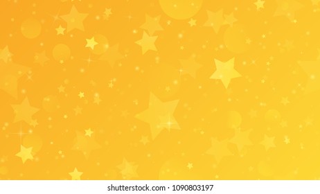 Abstract geometric background. Gold stars on a yellow gradient background. Vector illustration.