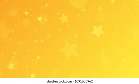 Abstract geometric background. Gold stars on a yellow gradient background. Vector illustration.