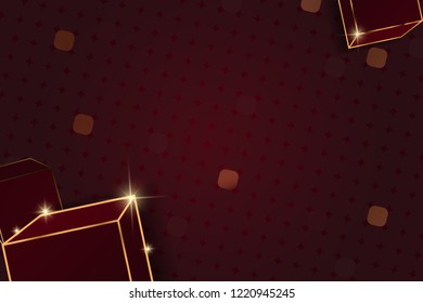 Abstract geometric background with golden lines and shadows