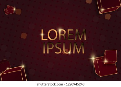 Abstract geometric background with golden lines and shadows