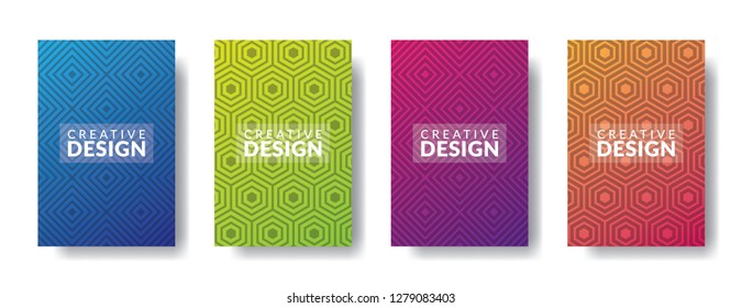 Abstract geometric background gradient with geometric lines, gradient blue, green, purple, orange color for brochure or cover, background vector design template