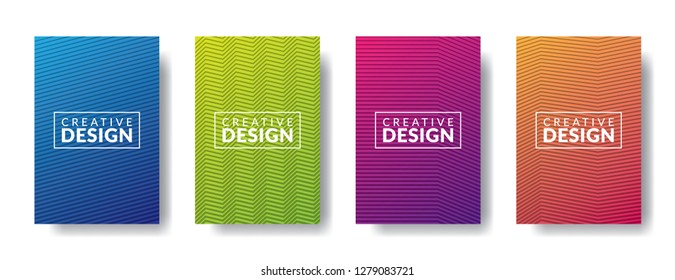 Abstract geometric background gradient with geometric lines, gradient blue, green, purple, orange color for brochure or cover, background vector design template
