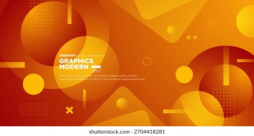 Fundo geométrico abstrato com design de elemento de cor laranja gradiente. Conceito de estilo de corte de papel de formas circulares e quadradas simples e na moda. Vetor Eps10