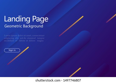 Abstract geometric background with gradient shape, line for website landing page. Design pattern with abstract dynamic shape and motion 3d effect. Digital vector background.