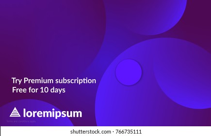 Abstract geometric background with gradient vanishing circles. Modern template for social media banner. Contemporary material design with realistic shadow over flat gradient background.