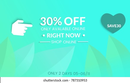 Abstract geometric background with gradient vanishing leaves. Modern template for social media banner. Contemporary material design with realistic shadow over flat gradient background.
