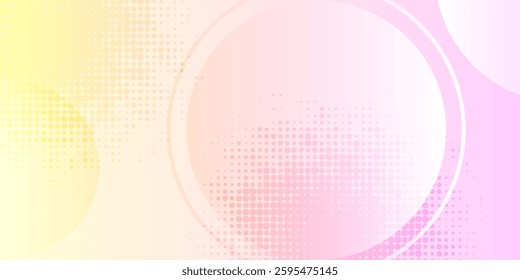 Abstract geometric background gradient yellow and pink circles overlapping layers on bright space with dot effect decoration. Modern graphic design elements circle