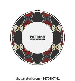  Abstract geometric background. Graphic illustration Circle ornament. Round frame, rosette. Native american (indian) round pattern, vector.