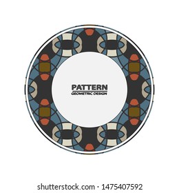  Abstract geometric background. Graphic illustration Circle ornament. Round frame, rosette. Native american (indian) round pattern, vector.