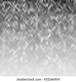 Abstract geometric background. Graphic polygonal backdrop. Modern blank template in shades of gray. Wallpaper with fancy winter pattern. Vector illustration.