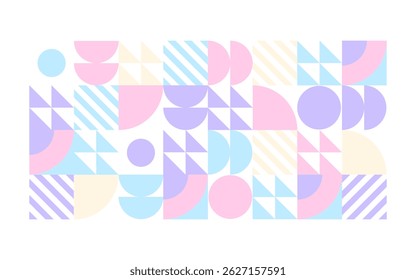 Abstract geometric background graphic. Simple soft color geometric shapes composition on white background, for use in presentations, flayers, business cards, posters, banners.