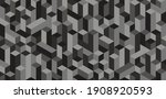 Abstract geometric background with gray and black blocks. 3d vector illustration. Modern flat isometric background.