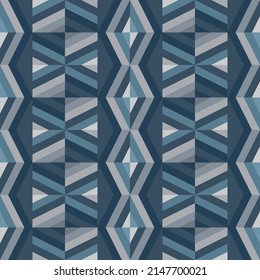 Fondo geométrico abstracto. Patrón transparente de color gris y azul. Ilustración vectorial. 