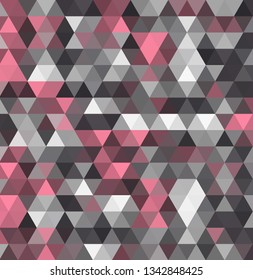 Abstract geometric background of gray and pink triangles. Creative background for your design.