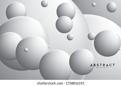 Abstract geometric background with gray and white gradient circles, wallpaper backdrop or banner design, vector eps.