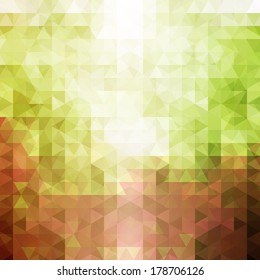Abstract geometric background with green and brown transparent triangles