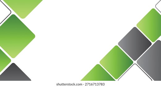 Plano de fundo geométrico abstrato com azulejos quadrados arredondados verdes e cinzentos no plano de fundo branco
