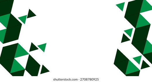 Fondo geométrico Abstractas con Formas poligonales verdes dispuestas alrededor de los bordes, creando un marco moderno.