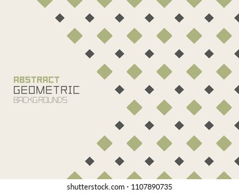 Abstract geometric background with green rhombuses. Colorful ornament. isolated on beige background