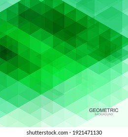 Abstract geometric background, green triangles vector design.