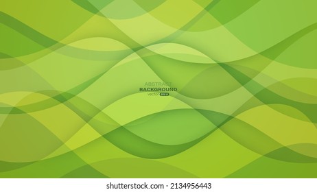 Fondo geométrico abstracto. Las curvas de onda verde se solapan en la composición. Ilustración del vector