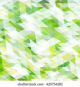 Abstract geometric background. Background of green and white and yellow triangles and polygons. Vector Image.