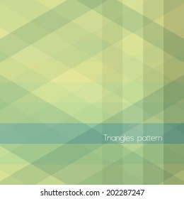 Abstract geometric background with green and yellow triangles. Vector