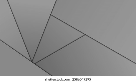 An abstract geometric background. Grey 3d shapes with shadows background. Gray geometric background. Shades of grey texture.