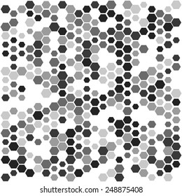 Abstract geometric background with grey and black hexagons