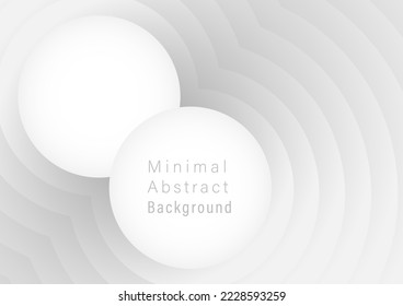 Fondo geométrico abstracto, gradiente gris y blanco, forma circular multicapa, plantilla de ilustración de fondo vectorial para sitio web, banner, afiche, fondo