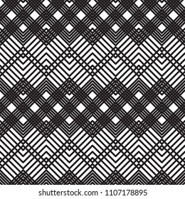 Abstract Geometric background. Grid Seamless pattern. Black and white Vector illustration