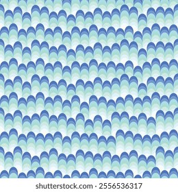 Abstract geometric background. Groovy retro styled background, colorful shapes overlapping each other. Feathers or scales texture. Oriental ornament