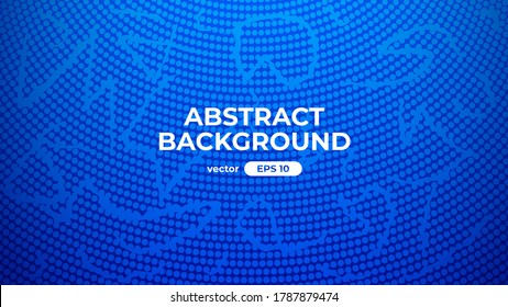Abstract geometric background. Halftone circle composition. Colorful blue gradient pattern. Simple modern design. Banner, poster, flyer, cover template. Flat style vector eps10 illustration.