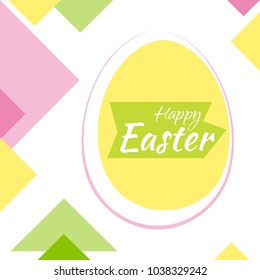 Abstract geometric background with a happy easter egg. It can be used as a poster, banner, template, postcard, label. Vector illustration