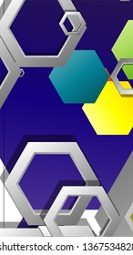 Abstract geometric background with hexagon, brights color compositions. Vector illustration