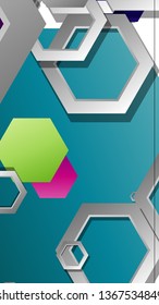 Abstract geometric background with hexagon, brights color compositions. Vector illustration