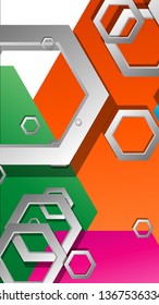 Abstract geometric background with hexagon, brights color compositions. Vector illustration