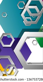 Abstract geometric background with hexagon, brights color compositions. Vector illustration